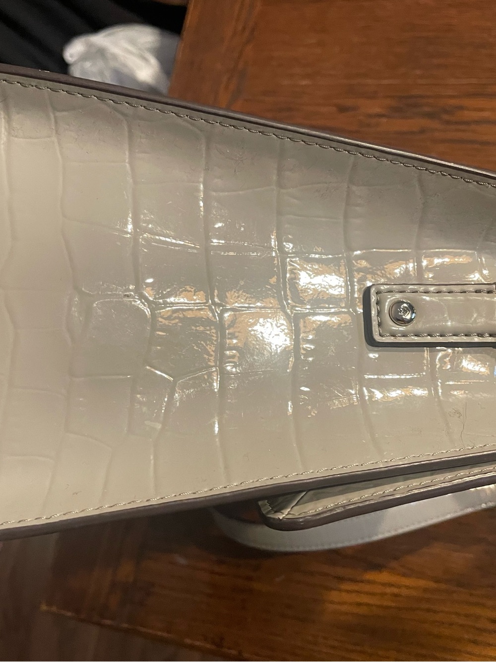 Kate Spade Croc-Embossed Nude Handbag - Picture 7 of 8